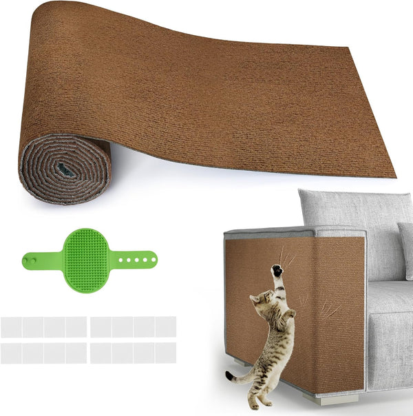 HOOSHEE Cat Scratch Furniture Protector, 39.3''x15.8'' Trimmable DIY Self-Adhesive, Durable Corner Scratcher Couch