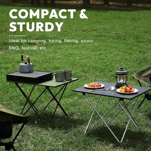 MellowCamp Camping Side Table, Ultralight Aluminum Folding Table, Small Compact Portable Ideal for Beach, Outdoor
