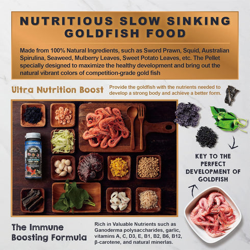 Ultra Fresh Sinking Goldfish Food, Color Enhancing, Balanced Diet, Slow Sinking Pellets, 4.6 oz