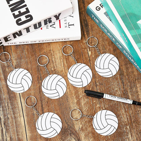 Taiyin Volleyball Acrylic Keychain Bulk for Sports, Volleyball Gift Party Bag Stickers Reward with 1 Black Marker.