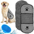 2 Pcs Microfiber Dog Towels for Drying, Includes Silicone Pet Brush, Pet Towels for Dogs