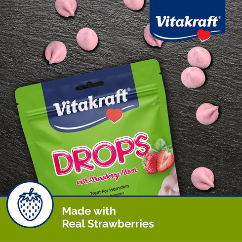 Vitakraft Drops Hamster Treat, Strawberry Yogurt Treats for Hamsters, Pink, 5.3 Ounce