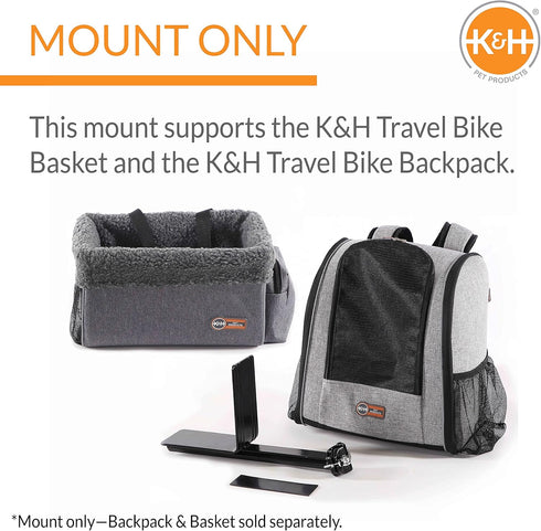 K&H Pet Products Universal Rear Bike Mount for Travel, Black, Fits Cat and Dog Bicycle Basket & Backpack