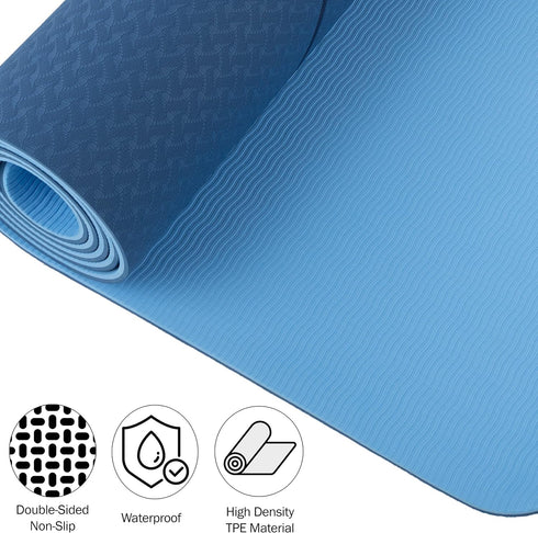Non-Slip Yoga Mat with Alignment Marks, Lightweight Exercise Mat with Carry Strap for Home Workout or Travel