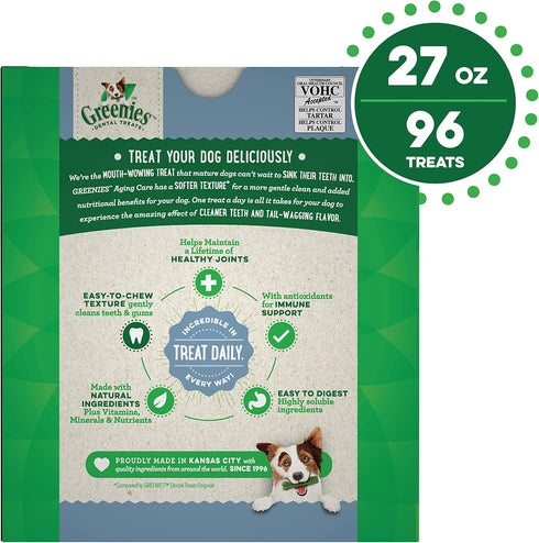 Greenies Aging Care TEENIE Natural Dental Care Dog Treats, 27 oz, Pack (96 Treats)