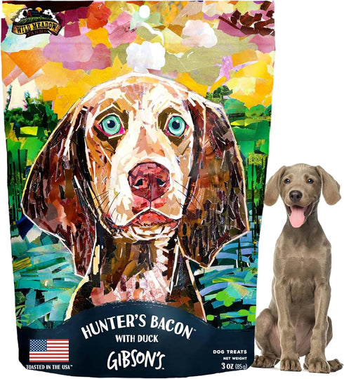Wild Meadow Farms Gibson's Hunter’s Bacon with Duck, Soft Jerky Dog Treats, Grain-Free for Training, 3 Ounce Pouch