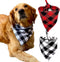 Realeaf Dog Bandanas 2 Pack, Reversible Plaid Pet Scarves, Classic Triangle Dog Bibs for Small Dogs Cats