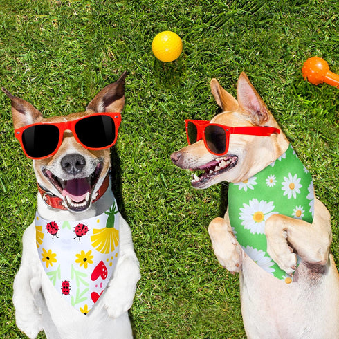 Weewooday 8 Pieces Dog Bandanas, Summer Flower Print Triangle Bibs Floral Puppy Scarf Accessories for Dogs Cats