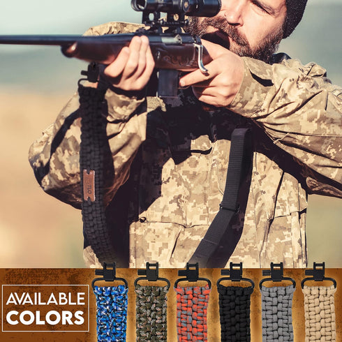 TLO Outdoors Paracord Gun Sling - Tactical 2-Point Rifle Sling, Adjustable Strap with Swivels for Hunting
