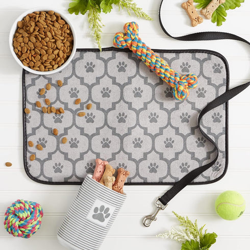 12x18, Bone Dry Machine Washable, Ultra Absorbent Pet Mat, Gray Lattice