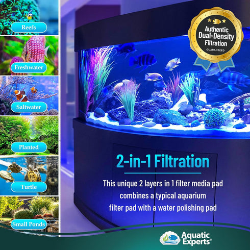 Aquatic Experts Aquarium Filter Floss - FilterFirst Aquarium Filter Pad, 12 Inch Wide, 12 Feet Long, 3/4" - 1" Thick