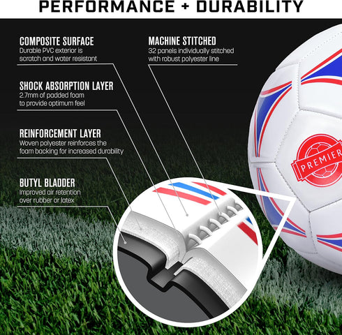 6 Pack 3, 4, 5, GoSports Premier Soccer Balls - Single or - Sizes with Ball Pump