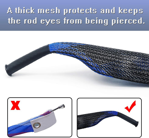 Fishing Rod Cover - 4 Pack Rod Sleeve Socks with Lanyard for Fly, Spinning, Casting, and Sea Fishing