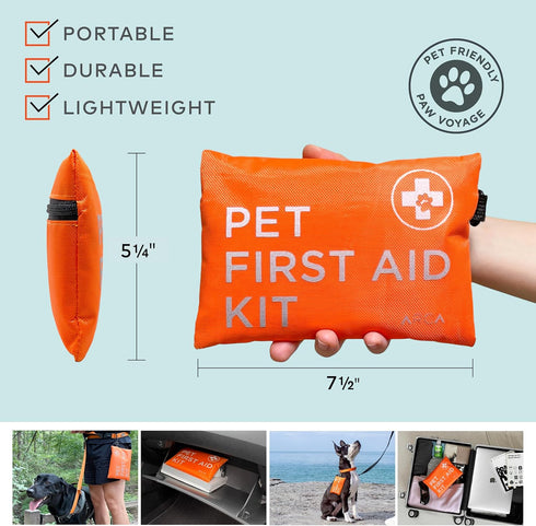 Water Resistant Dog First Aid Kit - Pet Emergency Kit with High Visibility Reflective First Aid Pouch for Hiking,