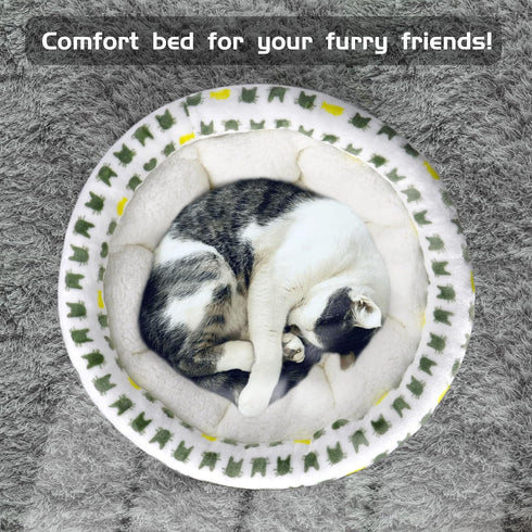 Super Soft Small Dog Bed & Cat Bed, Cozy Round Fluffy Plush Pet Bed, Anti-Anxiety Puppy Cuddler, Machine Washable Faux