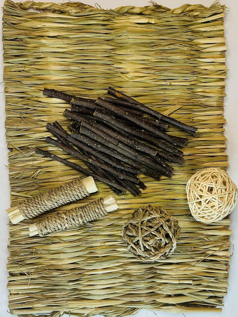 Generic Large Grass mat with chew Toys