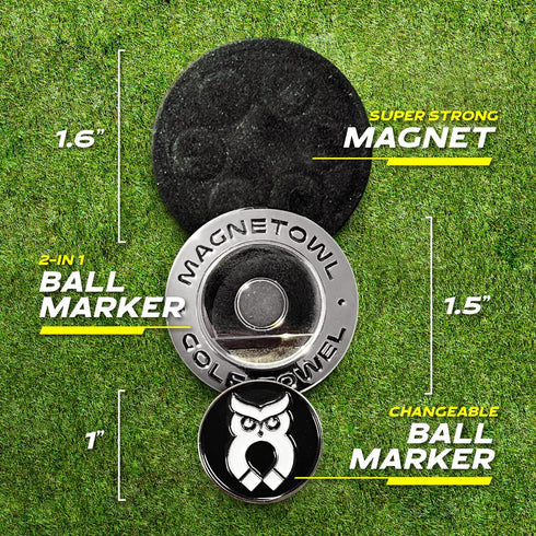 Magnetic Clip for Golf Towel, Removable and Reusable Towel Magnet with Strong Hold for Bags, Clubs, Carts (Black)