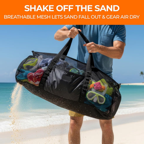 129L 35" Swimming, Fitdom Large Mesh Duffle Bag for Scuba Dive or Snorkel Equipment. Best for Water Sports & Beach