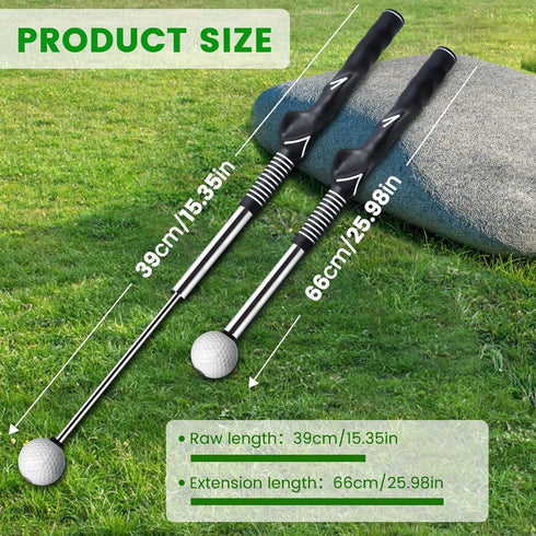 Retractable Golf Swing Training Aid - Rhythm Click Sound Warm Up Trainer, Golf Grip Trainer Attachment