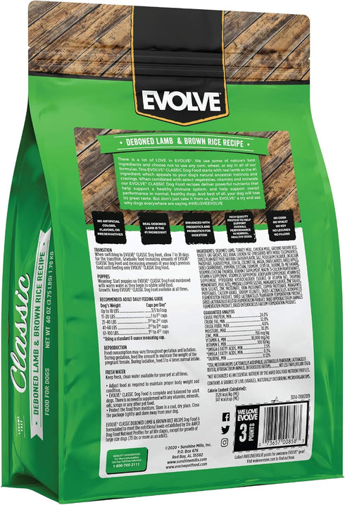 Evolve Classics Lamb and Brown Rice Recipe Dog Food, 3.75lb