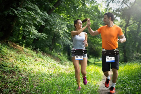 Hydration Running Belt with Bottles - Water Belts for Men and Women, iPhone Running Belt, Fuel Marathon Waist Pouch