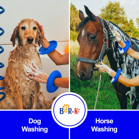 BaR-K Drip Catcher Cuffs - Pet Bathing Tool for Dog Shower and Bathtub, Grooming Supplies for Dogs and Horses, Blue 2