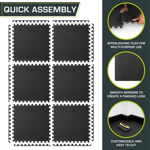 ProsourceFit Extra Thick EVA Foam Puzzle Exercise Mat ¾” and 1" Interlocking Tiles for Home Gym Flooring