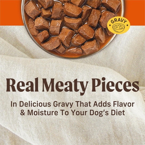 (Pack 12) 12 Merrick Chunky Grain Free Premium And Wholesome Canned Dog Food, Real Meat Big Texas Steak Tips Dinner