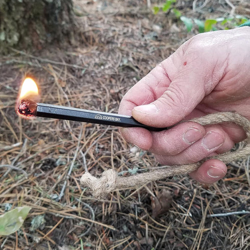 Hexalite Ferro Rod and FireWick Tinder Kit, X-Large 1/2" x 6" Long Hex Ferro Rod, Complete Fire Starter Tool