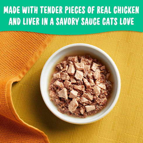 Meow Mix Tenders in Sauce Wet Cat Food, Chicken & Liver, 2.75 Ounce Cup (Pack of 12)