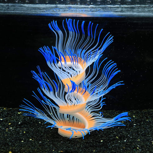 Glowing Fish Tank Decorations, 4 pcs Glow Aquarium Decoration Plants Kit with Sea Anemone Coral Ornaments
