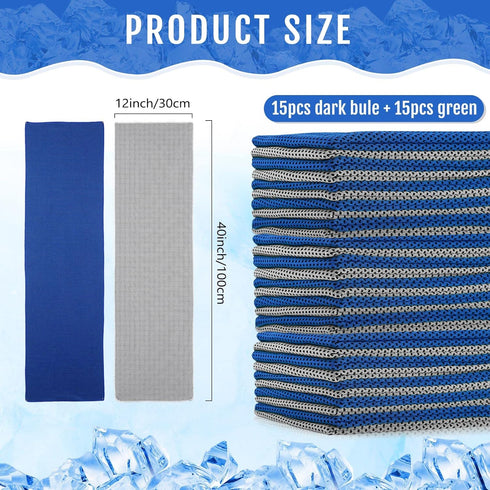 Hosuly 30 Pcs Cooling Towels - 40"x12" Ice Towel, Breathable Soft Chilly Sweat Towels for Gym and Sports
