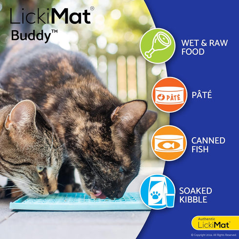 LickiMat Classic Buddy, Cat Slow Feeder Lick Mat, Boredom Anxiety Reducer for Food, Treats, Yogurt, or Peanut Butter