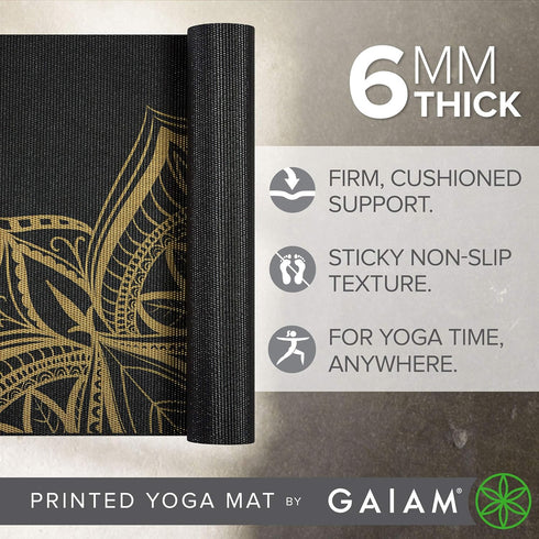 Gaiam Yoga Mat - Premium 6mm Print Extra Thick Non Slip Exercise & Fitness Mat for All Types of Yoga, Pilates & Floor Workouts (68"L x 24"W x 6mm Thick) by Gaiam
