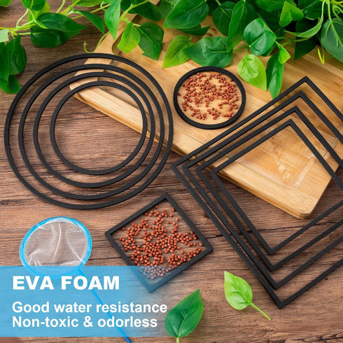 PAGOW 10pcs Fish Feeding Rings Set - Floating Aquarium Plant Corral, Round & Square Fish Feeder Rings