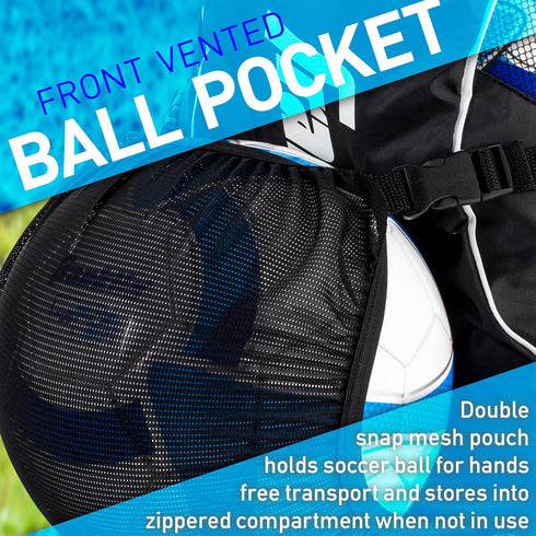 Franklin Sports Deluxe Soccer Backpacks with Ball Holder, Boys + Girls Equipment Bags for Youth + Adult