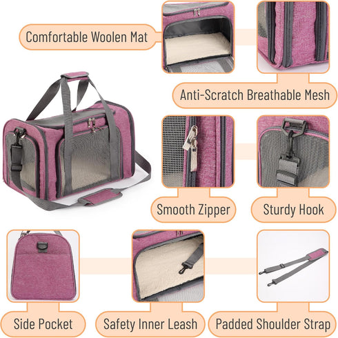 Mr. Pen Pet Carrier, Pink Soft Cat and Dog Travel Carrier Bag for Pets