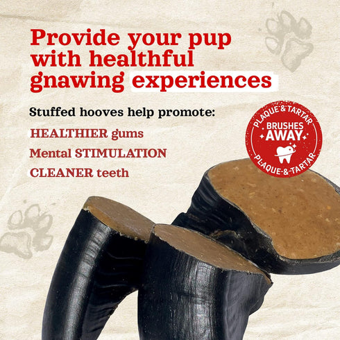 Natural Farm Bacon & Cheese Flavor Filled Cow Hooves for Dogs, 4-Pack