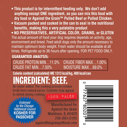Against The Grain Nothing Else! Beef Flavor Dog Food, 11 oz Cans (Pack of 12)