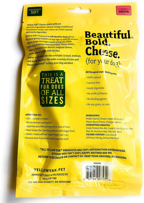Churro Chew | USA MADE | Lactose - Soy - Grain - Gluten Free | for All Dogs | 4 Churro Chews | Real Cheese & Bacon Flavor