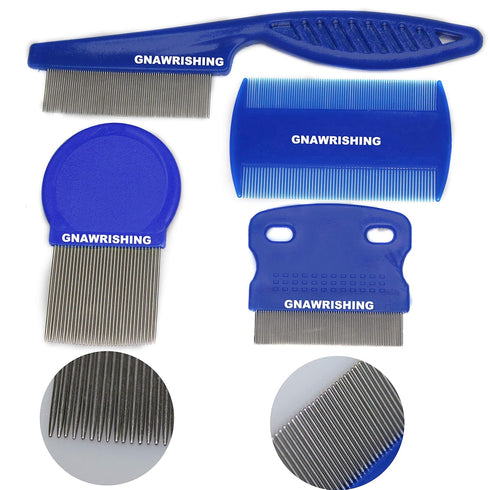 Flea Comb 4Pcs with High Strength Teeth, Pet Dog Cat Grooming Comb Set for Tear Stain Remover