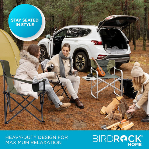 Internet's Best XL Padded Camping Folding Chair - Cooler Bag - Outdoor - Sports - Insulated Cup Holder - Heavy Duty
