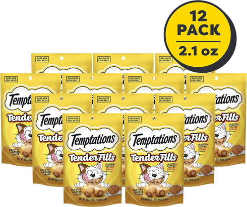 Temptations Tender Fills Roasted Chicken Flavor Crunchy & Soft Cat Treats, 2.1 oz. Pouch, Pack of 12