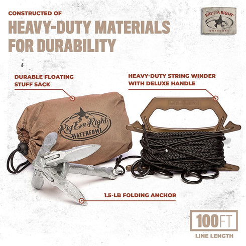 Rig'Em Right Ultimate Motion Device for Duck Hunting - Waterfowl Step-Up Jerk Rig Decoy for Four Decoys