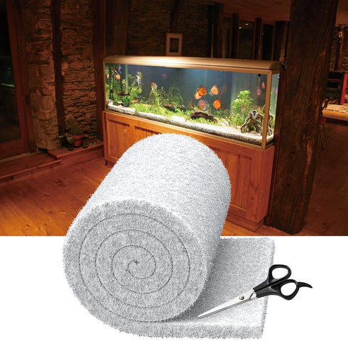 Aquarium Filter Floss 12" x 72", Dual Density Pad for Fish Tank, Pond Filter Media Roll for Freshwater & Saltwater