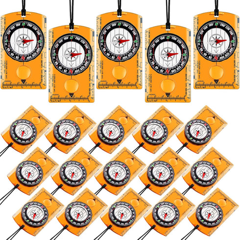 Geiserailie 20 Pcs Orienteering Compass, Navigation Backpacking Compass for Kids, Hiking, Survival, Orange