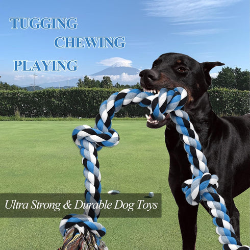 Dog Toys for Aggressive Chewers, Tough Rope Chew Toys for Large Medium Dogs, 3 Feet 5 Knots Cotton Rope