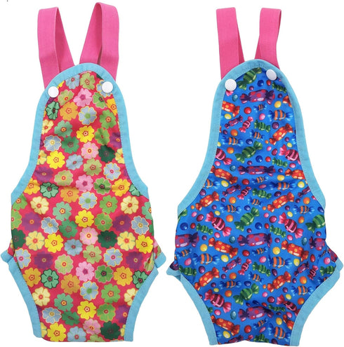Pack of 2 Washable Reusable Female Dog Diapers with Suspenders, Stay On for Small Pet (XS: Waist 12" - 14", Pink