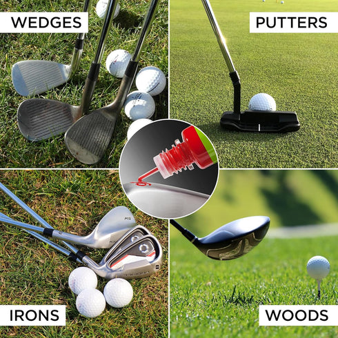 Golf Club Paint - Touch Up, Fill in, Customize Clubs - 4 Pack of 10ml Bottles in Black, White, Red & Blue