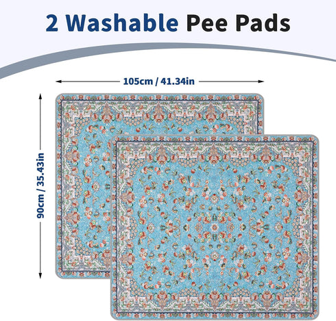 2 Pack 41"x36" Washable Pee Pads for Dogs and Cats Reusable Puppy Training Pads Super Absorbent Waterproof Dog Training